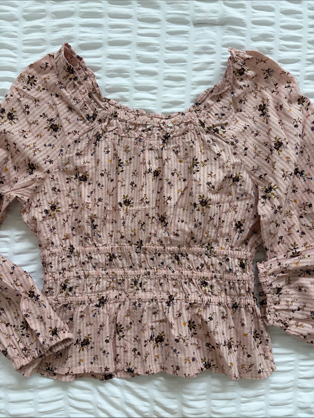 Madewell Sophia 100% Cotton Floral Cinched Waist Peasant Top. Like new!